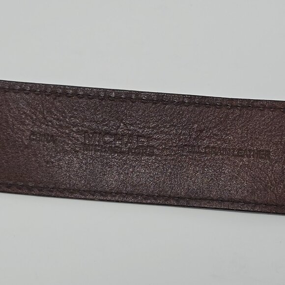 MICHAEL Michael Kors Brown Leather Wide Belt XL Silver Tone Double Prong Buckle main image 10